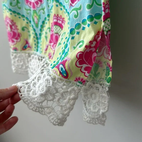 Girls Peaches ‘n Cream Floral Lace Trimmed Tunic Top 6x - Picture 5 of 8